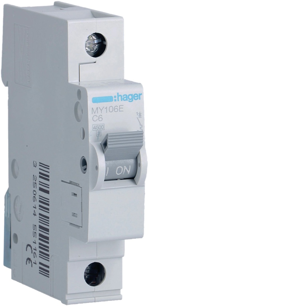 HAGER MY106E C6 Miniature Circuit Breaker Type C
